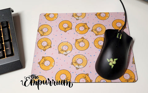 Donut Cats scatter on Pink - Mouse Pad