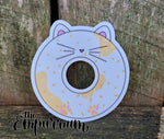 Donut Cat Vinyl Sticker - White and Cream
