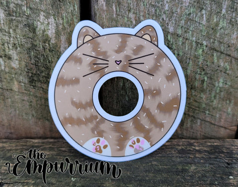 Donut Cat Vinyl Sticker - Brown Tabby