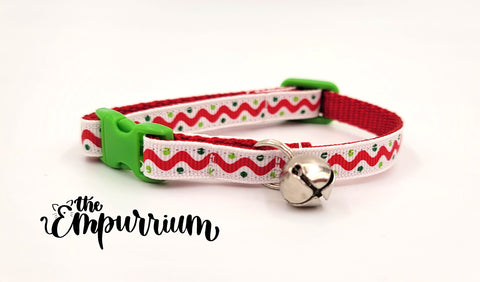 Holiday Cat Collar - Christmas Wave - Red/Red/Green