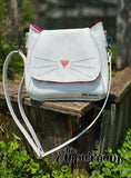 White Glitter with Rainbow Cat Handbag