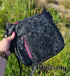 Black Leopard Print with Pink Cat Handbag