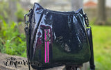 Black Glitter and Roses Cat Handbag