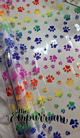 Rainbow Paw Prints - Clear Printed TPU Vinyl RETAIL