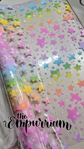 Pastel Rainbow Stars - Clear Printed TPU Vinyl RETAIL