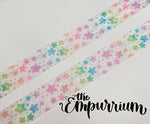 Pastel Rainbow Stars - White - 1.5" Wide Webbing
