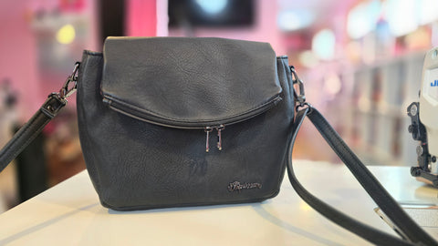 Gabriella Handbag - Basic Style - Black Faux Leather with caTS Lining