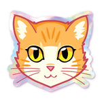 Orange Tabby - Yellow Eyes - Holographic Cat Sicker