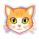 Orange Tabby - Yellow Eyes - Holographic Cat Sicker