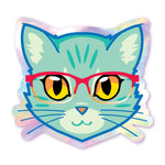 Glasses Kitty - Holographic Cat Sticker