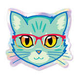 Glasses Kitty - Holographic Cat Sticker