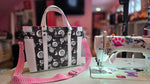 RTS - Mr. Heckles Handbag - Chalkboard Roses and White Glitter and Pink Accents