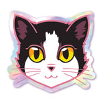 Tuxedo - Gold Eyes - Holographic Cat Sticker