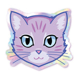 Purple Tabby - Holographic Cat Sticker