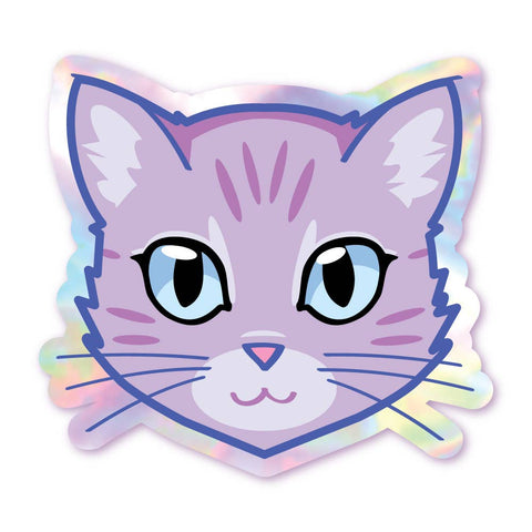 Purple Tabby - Holographic Cat Sticker