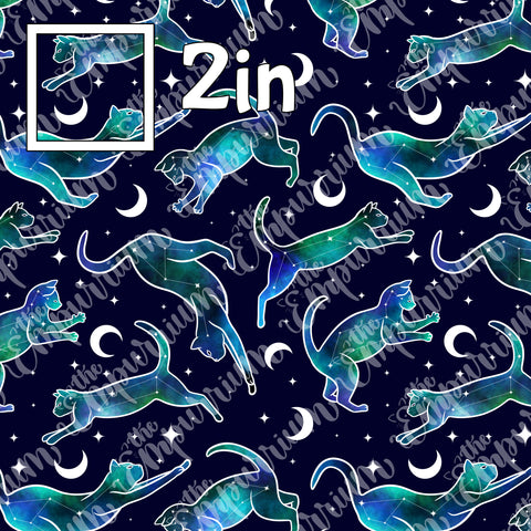 Blue Galaxy Cats - Smooth Vinyl Roll