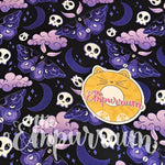 Purple Goth Moths - Cotton Woven by the HALF Yard