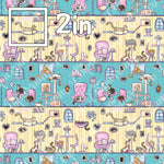 Cat Cafe Pastel - Cotton Woven by the HALF Yard