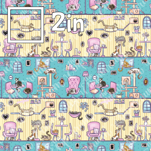Cat Cafe Pastel - Cotton Woven by the HALF Yard