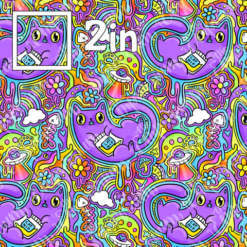 Cat Trip Purple - Smooth Vinyl Roll