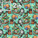Christmas Kitties Green - Smooth Vinyl Roll