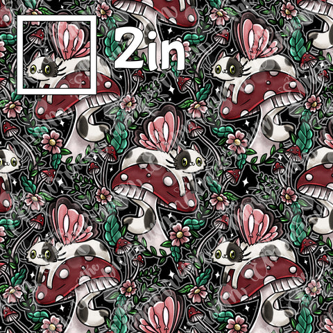 Fairy Cats Dark - Cotton Woven by the HALF Yard
