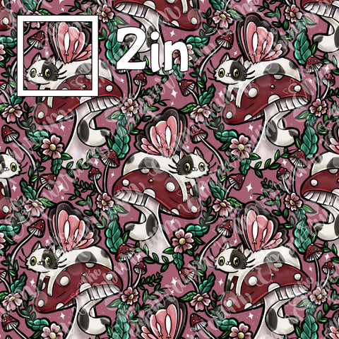 Fairy Cats Pink - Cotton Woven by the HALF Yard