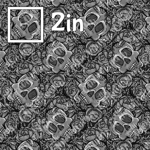 Grey Skull - Cotton Woven by the HALF Yard