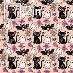 Halloween Tats Peach - Cotton Woven by the HALF Yard