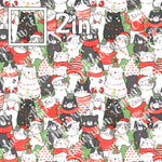 Holiday Cats Stacked - Smooth Vinyl Roll