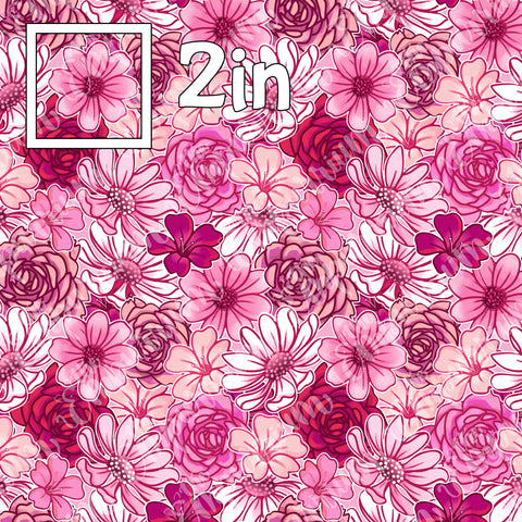 Pink Floral - Smooth Vinyl Roll