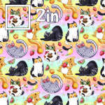 Summer Fruit Cats Rainbow - Smooth Vinyl Roll