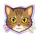 Brown Tabby - Gold Eyes - Holographic Cat Sticker