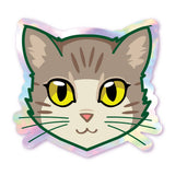 Brown Grey Tabby - Holographic Cat Sticker