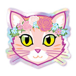 Flower Crown Kitty - Pink - Holographic Cat Sticker