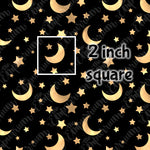 Black and Gold Moon and Stars - Smooth Vinyl Roll