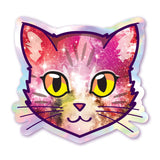 Galaxy Cat - Red - Holographic Cat Sticker