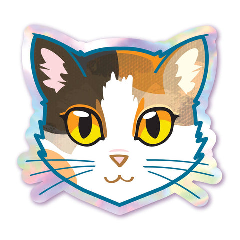 Calico - Gold Eyes - Holographic Cat Sticker