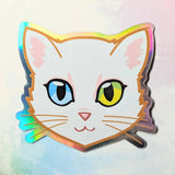 White Cat - Odd Eyes - Holographic Cat Sticker