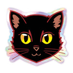 Black Cat - Yellow Eyes - Holographic Cat Sticker