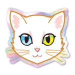 White Cat - Odd Eyes - Holographic Cat Sticker