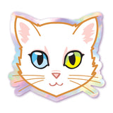 White Cat - Odd Eyes - Holographic Cat Sticker