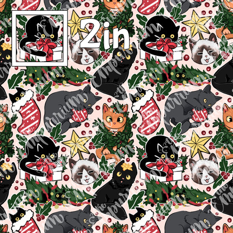 Hexmas Cats Cream - Smooth Vinyl Roll