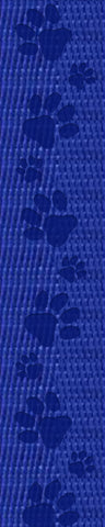 Blue - Debossed Paw Print Webbing - 1" Wide Webbing