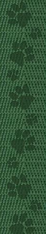 Dark Green - Debossed Paw Print Webbing - 1" Wide Webbing