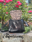 Black with Leopard Lining Cat Handbag