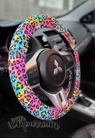 Steering Wheel Cover - Neon Leopard