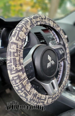 Steering Wheel Cover - Aged Dungeon Maps