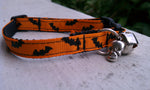 Halloween Cat Collar -Black Bats on Orange