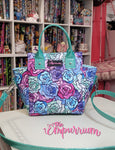 Valora Handbag - Stained Glass Roses with Teal Tinsel